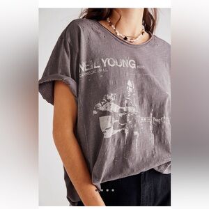 Oversized Distressed Neil Young Band Graphic Tee